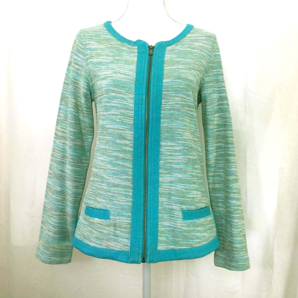 Coldwater Creek knit jacket zip front pockets (J81